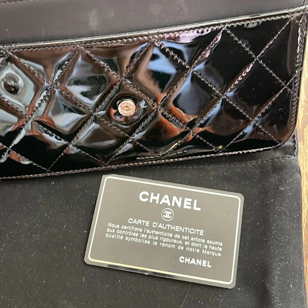 Chanel patent leather wallet on a chain